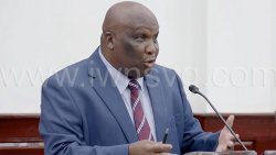 Minister of Health, St. Clair "Jimmy" Prince speaking in Parliament on Thursday, May 9, 2024.