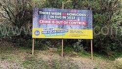 The billboard that the NDP erected at Gibson Corner in May 2024.