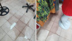 Photos of inside Oral Mckend's shop after a leakage event at No. 56 shop inside Kingstown Central Market.