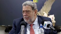 Prime Minister Ralph Gonsalves speaking at a press conference in Kingstown on Monday, May 27, 2024.