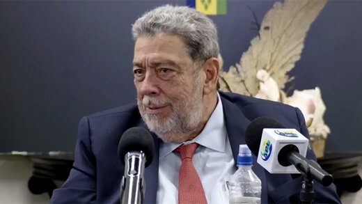 Prime Minister Ralph Gonsalves speaking at a press conference in Kingstown on Monday, May 27, 2024.
