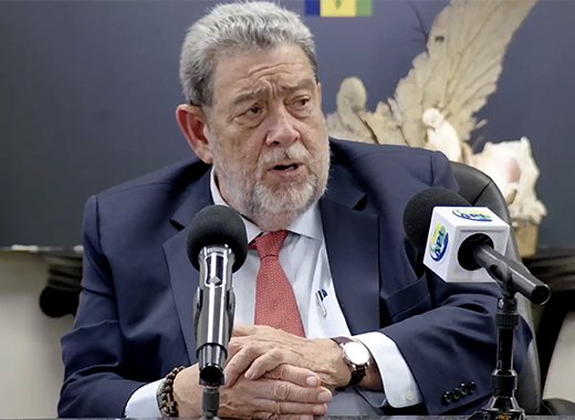 Prime Minister Ralph Gonsalves speaking at a press conference in Kingstown on Monday, May 27, 2024.