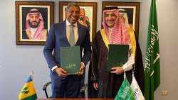 CEO of the Saudi Development Fund, Sultan Al-Marshad, right, signed development loan agreement worth US$50 million with the Minister of Finance of St. Vincent and the Grenadines, Camillo Gonsalves, to finance the Construction and Rehabilitation of Number of Buildings and Facilities Affected by Natural Disasters project, on the sidelines of the  Spring Meetings 
Of the World Bank in Washington on April 18, 2024. The loan agreement was brought to the Vincentian Parliament on Thursday, May 9, 2024. (Photo: SFD/Twitter)
