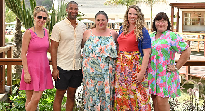 From left: Travel Advisors Carlie Finch, Robert and Kira Solomon, Heather Tate and Alicia Rampy. 