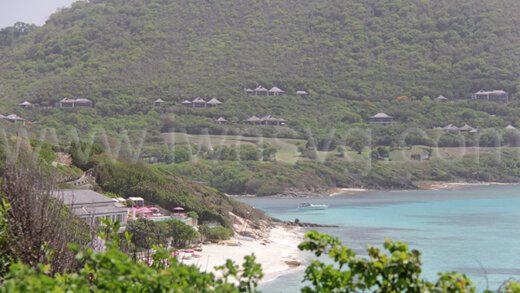 The north of Canouan with Mandarin Oriental Hotel in the foreground and private villas in the background on June 4, 2023.