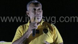 Opposition Leader Godwin Friday speaking at the NDP village meeting in Diamond on Saturday, June 8, 2024.