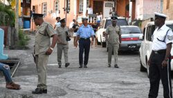 Police officer during their community walkabout in Barrouallie on May 30, 2024. (Photo: Facebook/RSVGPF)