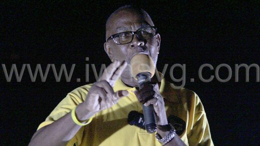 Central Kingstown MP and NDP Vice-President, St. Clair Leacock speaking at the party's village meeting in Diamond, June 8, 2024.