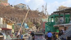 Fallen power line and other rubble left by Hurricane Beryl in Union Island seen on July 4, 2024, following the passage of the storm three days earlier. 