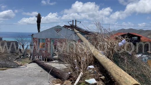 A fallen electricity pole in Canouan following the passage of Hurricane Beryl on July 1, 2024.