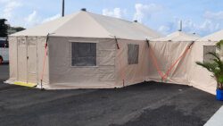 A field hospital on display in Arnos Vale in November 2021. The government said it will set up one in Union Island in response to the impact of Hurricane Beryl on July 1, 2024. (Photo: Facebook/NBC Radio)