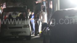 Police at the scene of a double homicide in Arnos Vale on July 13, 2024.