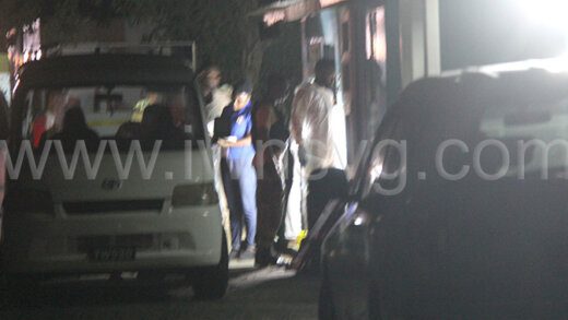 Police at the scene of a double homicide in Arnos Vale on July 13, 2024.