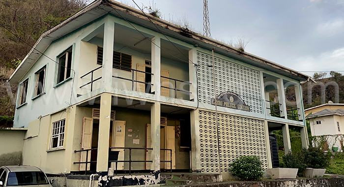 The Layou Police Station, seen here on April 27, 2024, which has been in a state of disrepair for some time, was evacuated as Hurricane Beryl approaches St. Vincent and the Grenadines on Monday, July 1, 2024.