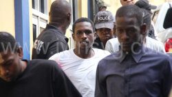 Heavy police escort for the accused as they arrive at the Serious Offences Court in Kingstown on Friday, July 19, 2024.