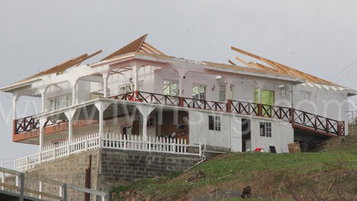A roof in Mayreau that was severely damaged by Hurricane Beryl.