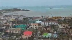 A screenshot from a video showing the damage done on Union Island during the passage of Hurricane Beryl on Monday, July 1, 2024.