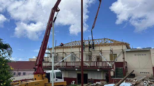 Repair work on Bishop's College Kingstown, whihc is scheduled to reopen on Sept. 16. (Photo: Facebook/BRAGSA)