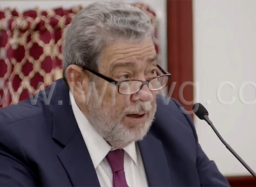 Prime Minister Ralph Gonsalves speaking in Parliament on Aug. 27, 2024.