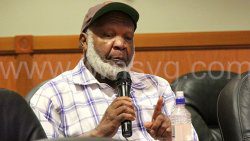 Taxi operator Alden Bess speaking at the press conference in Kingstown on Wednesday, Sept. 25, 2024.