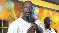 NDP candidate for Central Leeward, Conroy Huggins, speaking in Georgetown on Friday, Sept. 27, 2024. 