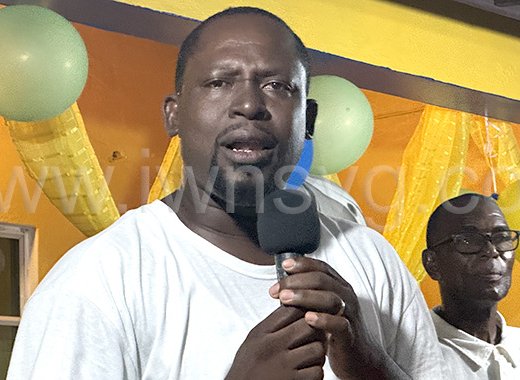 NDP candidate for Central Leeward, Conroy Huggins, speaking in Georgetown on Friday, Sept. 27, 2024. 