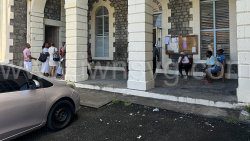 Garbage outside the High Court on Tuesday, Sept. 24, 2024, as the assizes began. 