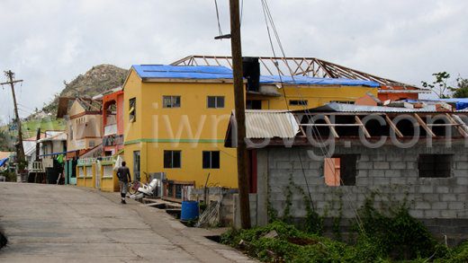 Damaged houses in Union Island on Aug. 24, 2024.