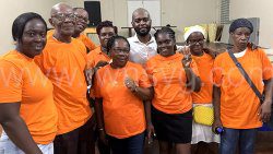 Kishore Shallow, centre, won a primary on Tuesday, Sept. 17, 2024, to be selected as the NDP's candidate for North Leeward in the next general elections.