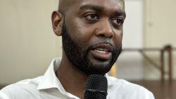 Kishore Shallow at the NDP's candidate selection meeting in Kingstown on Tuesday, Sept. 17, 2024.