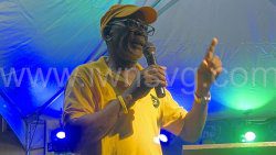 Central Kingstown MP, St. Clair Leacock speaking at the NDP's meeting in Block 2000 on Saturday, Sept. 14, 2024.
