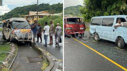 The minivans involved in the accident at Stone Ground on Wednesday, Sept. 25, 2024.