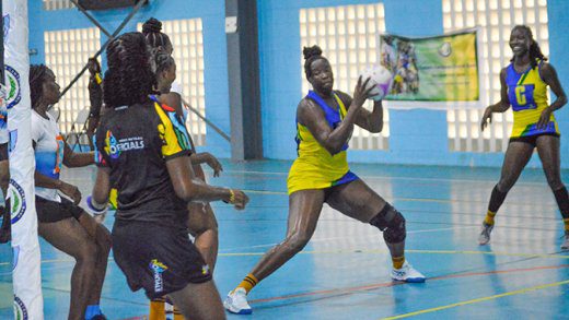 Vincentian goal shoot Marry-Ann Frederick in action. (Photo by Robertson S. Henry