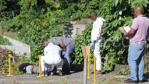 Police officers at the scene in Gibson Corner where the body of an adult male was found on Wednesday, Oct. 2, 2024.