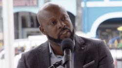Minister of Culture and Chair of the Independence Committee, Carlos James, speaking at a press conference in Kingstown on Monday, Oct. 14, 2024.