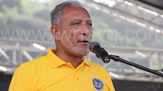 Opposition Leader and NDP President, Godwin Friday at the party's convention in Petit Bordel on Sunday, Oct. 13, 2024.