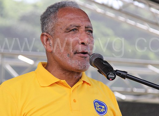 Opposition Leader and NDP President, Godwin Friday at the party's convention in Petit Bordel on Sunday, Oct. 13, 2024.