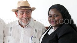 Prime Minister Ralph Gonsalves, left, and Senator Keisal Peters in a July 16, 2024 photo. 