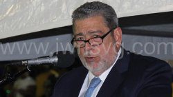 Prime Minister Ralph Gonsalves delivers the Independence anniversary address at Victoria Park in Kingstown on Sunday, Oct. 27, 2024.