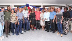 The Cuban linesmen spokes with Prime Minister Ralph Gonsalves, Minister of Energy Senator Benarva Browne, Cuba ambassador to SVG, Carlos E. Rodriguez Etcheverry and CEO of VINLEC, Vaughn Lewis at the reception in Villa on Saturday, Nov. 23, 2024.