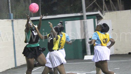 Action in an exhibition game after the opening of the tournament in Kingstown on Saturday, Nov. 2, 2024.