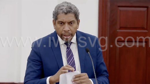 Minister of Finance Camillo Gonsalves speaking in Parliament on Nov. 28, 2024.