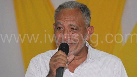 Opposition Leader Godwin Friday speaking at the NDP's primary for Marriaqua in Kingstown on Monday, Dec. 23, 2024.