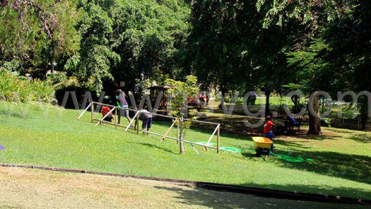Workers prepare part of the Nine Nights of Lights design at the Botanical Gardens in Montrose on Tuesday, Dec. 2, 2024.