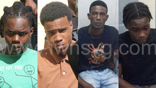 The accused men. From left: Vashon Thomas, Javid Grant, Kamal Ballantyne and Altha James.
