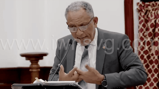 Opposition Leader Godwin Friday speaking during the Estimates Debate on Thursday, Jan. 9, 2025.