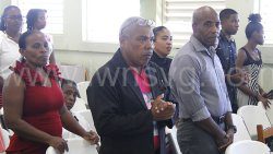 Hesran Ballantyne, left and Junior Bowens, the fathers of two of the seven students who died in the Rock Gutter Tragedy on Jan. 12, 2015, at the 10-year memorial service on Sunday, Jan. 12, 2025.