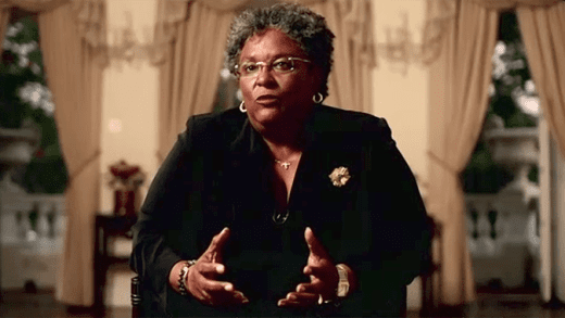 Prime Minister of Barbados Mia Mottley in her video accepting the Zayed Award for Human Fraternity. (CMC Photo)