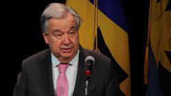UN Secretary-General, Antonio Guterres, addressing CARICOM Summit in Barbados on Wednesday, Feb. 19, 2025. (CMC Photo)