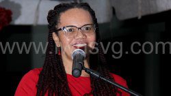 Hospital Administrator Grace Walters addressing the Unity Labour Party's Constituency Conference in Sandy Bay on Sunday, Feb. 23, 2025, where she was nominated as the party's candidate for North Windward in the next general elections, constitutionally due by February 2026 but widely expected by November.  